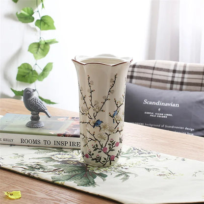Decorbites™ Vogel Schmetterling Porzellan Vase: Britische ländliche Keramik Blumendekoration