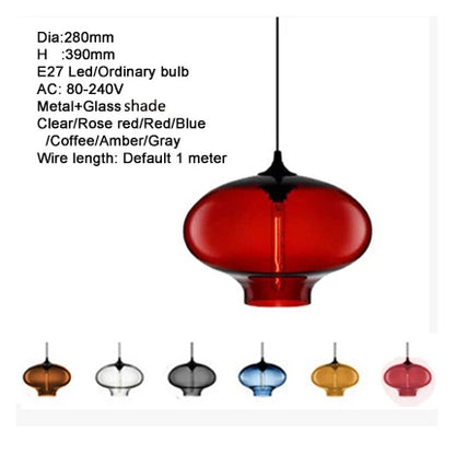 Decorbites™ Glas-Schalen-Pendant-Lampen: Moderne bunte E27 Hänge-Lampen für Küche, Wohnzimmer, Schlafzimmer.