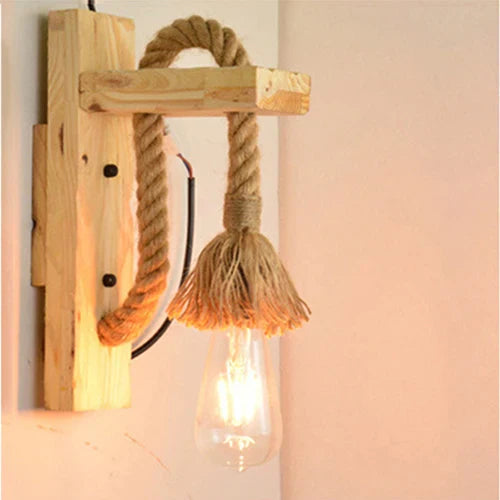 Decorbites™ Industrielle Vintage Wandlampe LED Holz Wandbeleuchtung Innen
