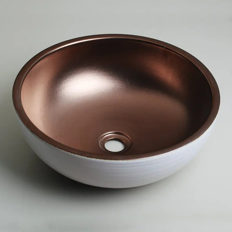 Decorbites™ Handbemaltes Keramisches Waschbecken-Set mit Goldenem Teekannen-Auslaufarmatur