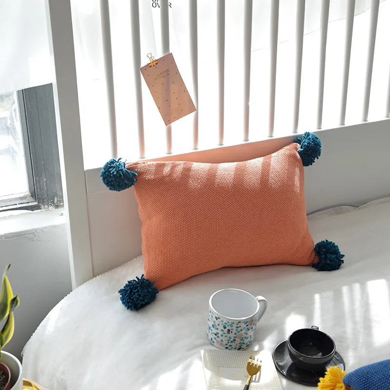 Decorbites™ Strick-Kissenbezug Einheitsfarbe Grau Blau Orange Kissenbezug 35*50cm