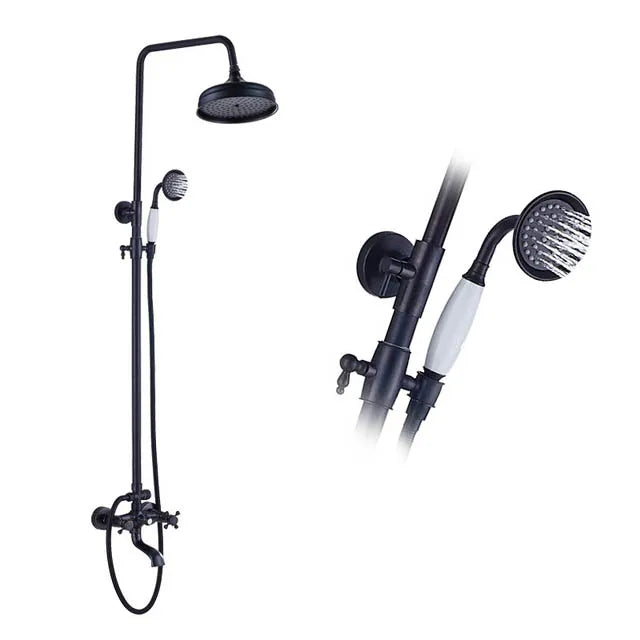 Decorbites™ Schwarzes Messing Bad-Duscharmatur-Set mit Handbrause und Wannenarmatur
