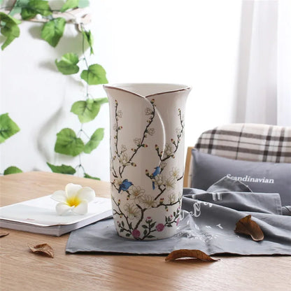 Decorbites™ Vogel Schmetterling Porzellan Vase: Britische ländliche Keramik Blumendekoration