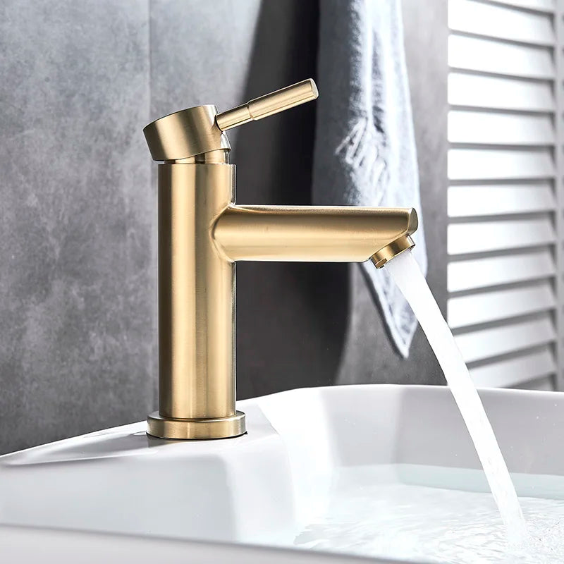 Decorbites™ Golden Messing Beckenarmatur Deckmontiertes Waschbecken-Mischventil Heiß Kalt