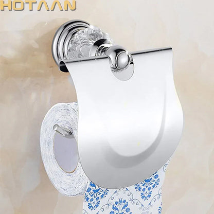 DecorBites™ Crystal Chrome Toilet Paper Holder - Wall Mount Paper Towel Rack