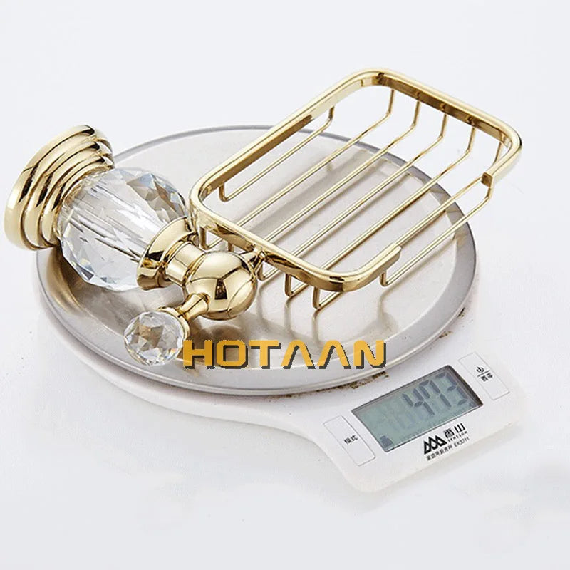 Decorbites™ Gold Kristall Messing Keramik Badezimmer Seifenhalter Heimdekoration Verbessern Sie die Badezimmeraufbewahrung