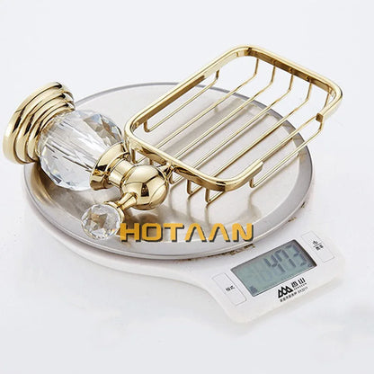 Decorbites™ Gold Kristall Messing Keramik Badezimmer Seifenhalter Heimdekoration Verbessern Sie die Badezimmeraufbewahrung