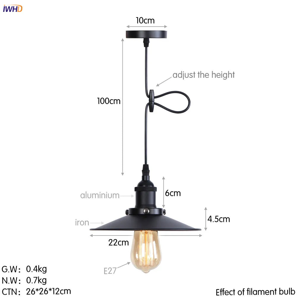 DecorBites™ Gold Retro Edison LED Pendant Lights for Dinning Living Room Industrial Decor