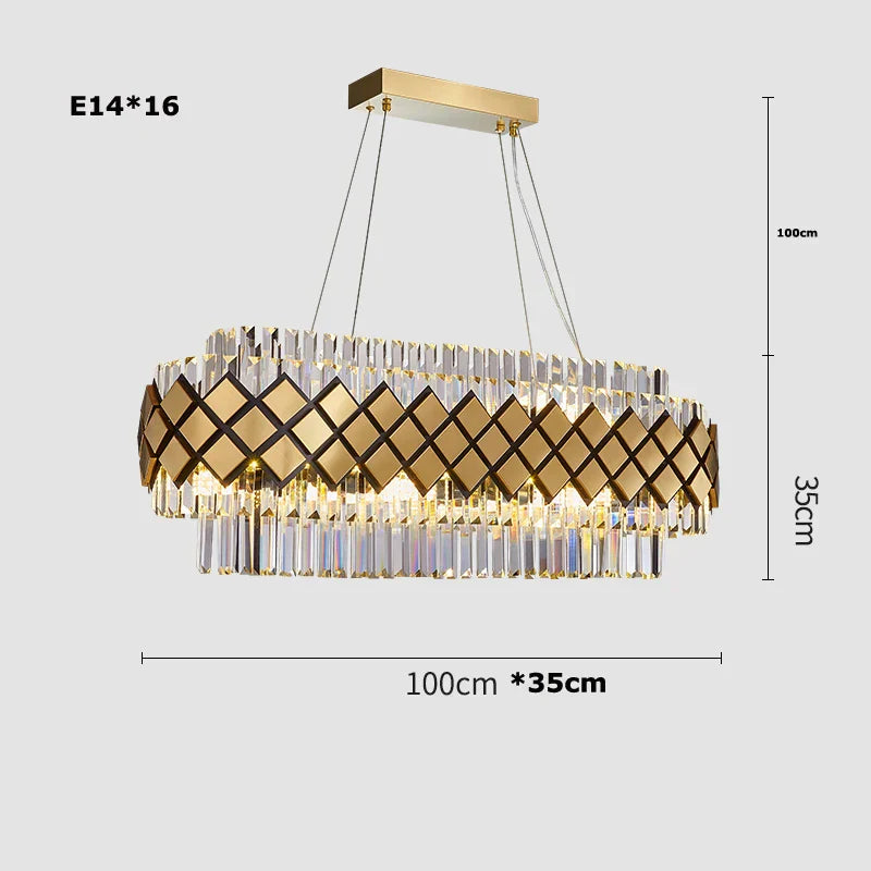 Decorbites™ Gold LED Kristallklarer Art-Deco-Kronleuchter für die Eingangshalle