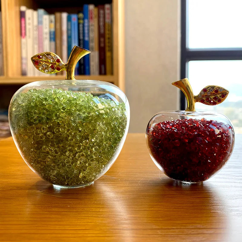 Crystal Apple Paperweight Decor