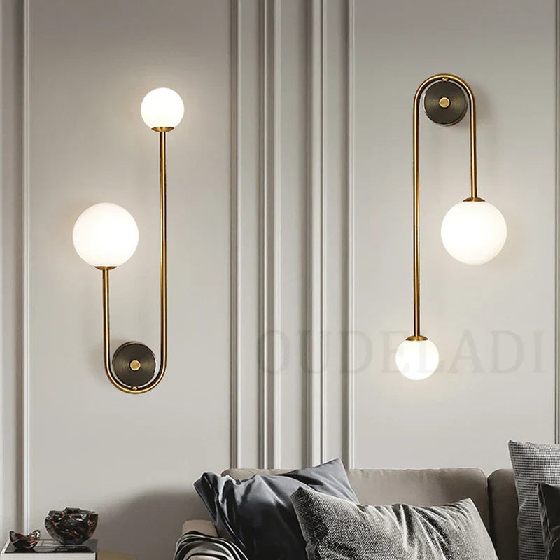 DecorBites™ Glass Ball LED Wall Light Modern Brass Decor for Bedroom Living Room