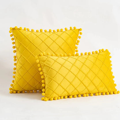 DecorBites™ Corduroy Striped Pompom Pillowcase for Bedroom Sofa Living Room