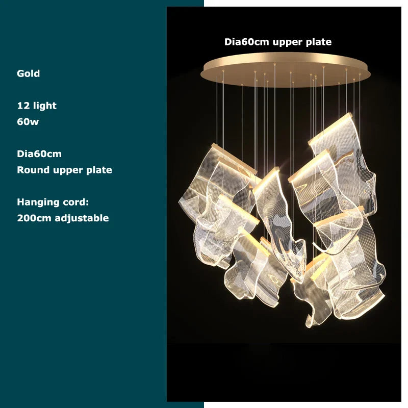 Decorbites™ Goldene Liebes-Papier-Lüster: Postmoderne LED-Designerbeleuchtung für den Eingangsbereich