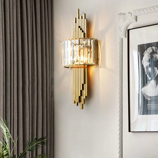 Decorbites™ Kristall-Gold-Wandlampe | Moderne minimalistische LED-Innenbeleuchtung für Wohnzimmer & Schlafzimmer
