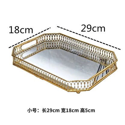Decorbites™ Elegantes Goldspiegel-Glas-Aufbewahrungstablett für Schmuck und kleine Gegenstände
