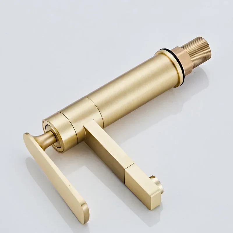 Brushed Gold Basin Faucet Deck-Mounted Long