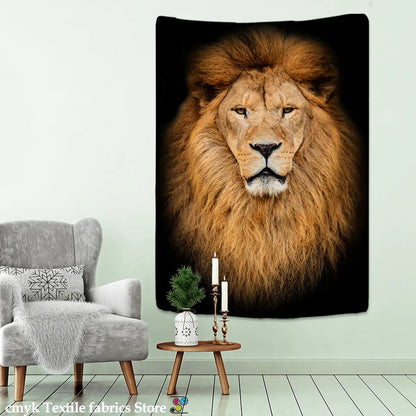 Decorbites™ Löwen-Welt-Gobelin-Wandbehang Stoff Heimdekoration Stoffkunst Wandhänger