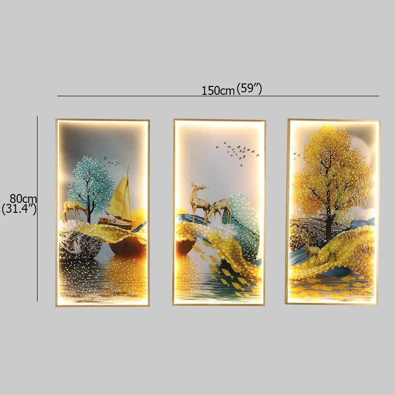 Modern LED Wall Sconce Gold Set Of 3 Foyer