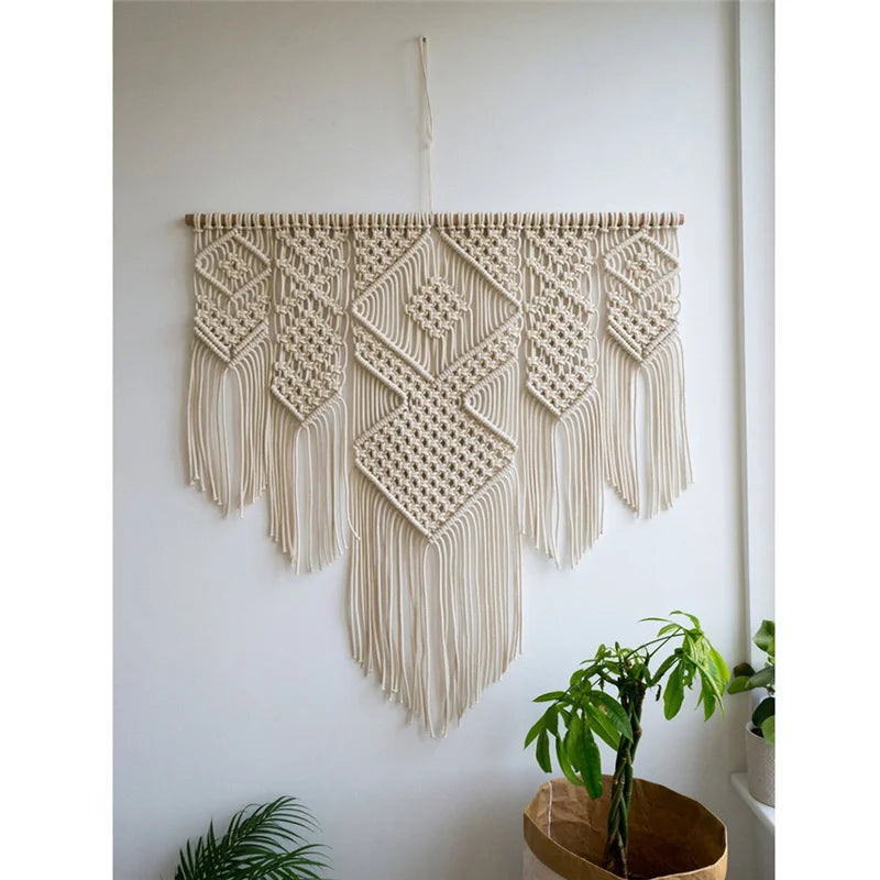Decorbites™ Großes handgewebtes Makramee-Wandteppich mit Quasten