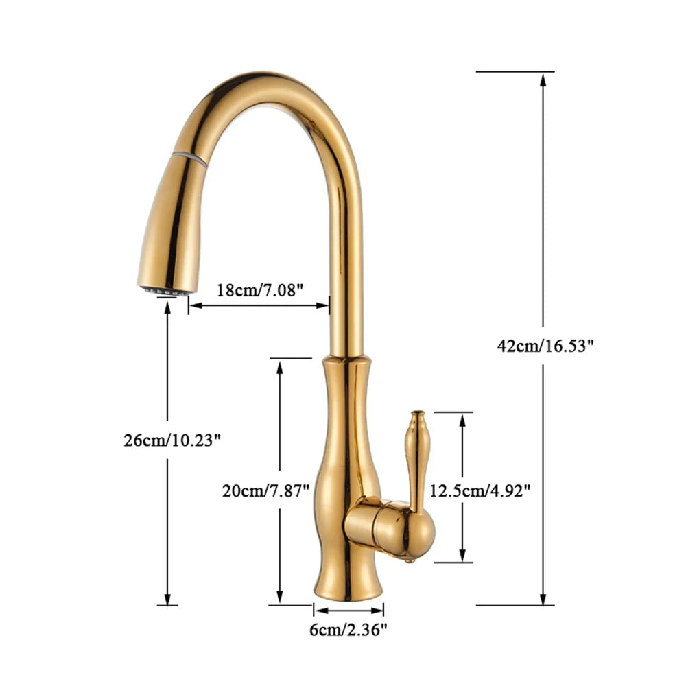 Decorbites™ Gold Sensor-Küchenarmatur mit Ausziehbarer Brause, Berührungssteuerung, Mischbatterie, Spülbeckenarmatur