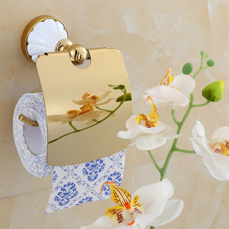 Gold White Bathroom Set