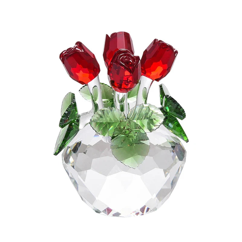 Decorbites™ Kristall-Rosenblumen-Träume Glas-Papiergewicht-Bouquet-Skulptur