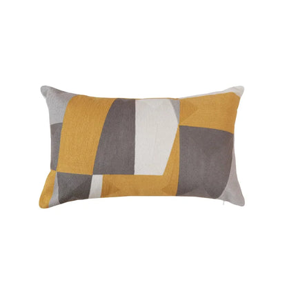 DecorBites™ Geometric Embroidery Pillow Cover 45x45cm/30x50cm Yellow Pink Abstract Design