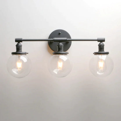 DecorBites™ Black 3-Light Wall Sconce Bathroom Vanity Fixture with Round Glass Canopy