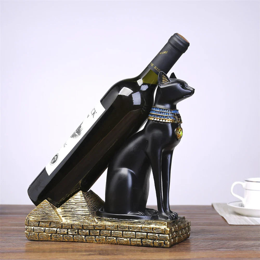Decorbites™ Figurine Halter für Weinflaschen: Ägyptischer Katzen-Gott – Nordischer Stil für Heimdekoration & Geschenk