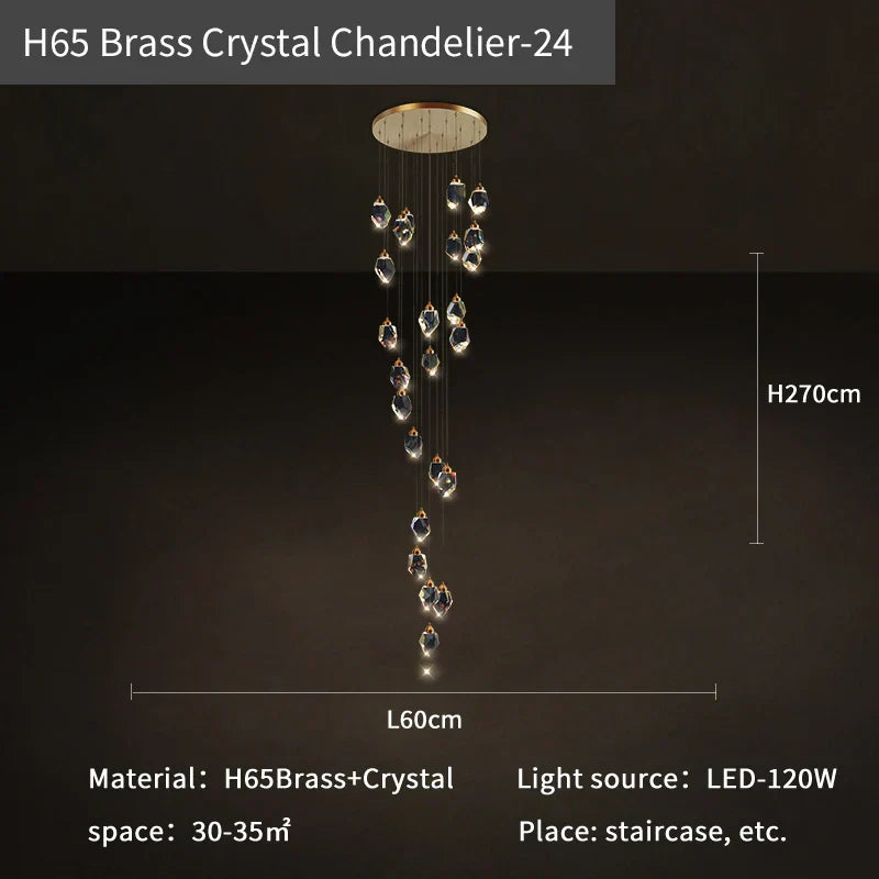 DecorBites™ Crystal Diamond Chandelier for Duplex Building Stairwell Loft Pendant Lighting