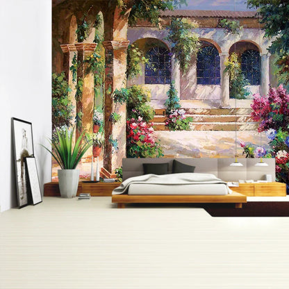 Decorbites™ Grüne Pflanzenlandschaft Wandteppich | Boho Wandbehang für Stadt Schlossberg