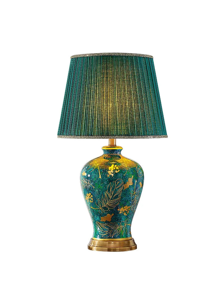 Decorbites™ Smaragd-Königin Grüne Keramiktischlampe - Beleuchtung für Luxus-Villa-Schlafzimmer und Wohnzimmer