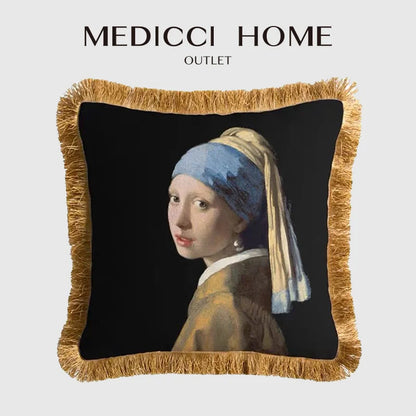 DecorBites™ Geometric Fringed Lumbar Pillow Case, Luxe Sofa Pillow Cover 30x50cm