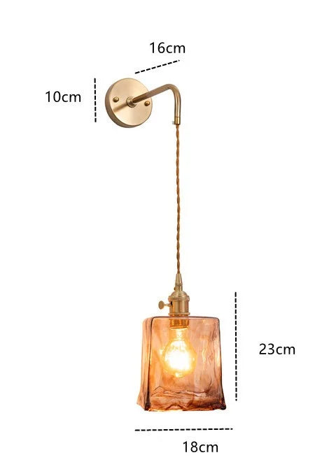 Decorbites™ Bernstein-Glas-Wandleuchte-Schalter, Moderne Kupfer-LED-Lampe für Zuhause, Schlafzimmer, Wohnzimmer