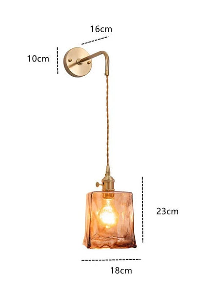 Decorbites™ Bernstein-Glas-Wandleuchte-Schalter, Moderne Kupfer-LED-Lampe für Zuhause, Schlafzimmer, Wohnzimmer