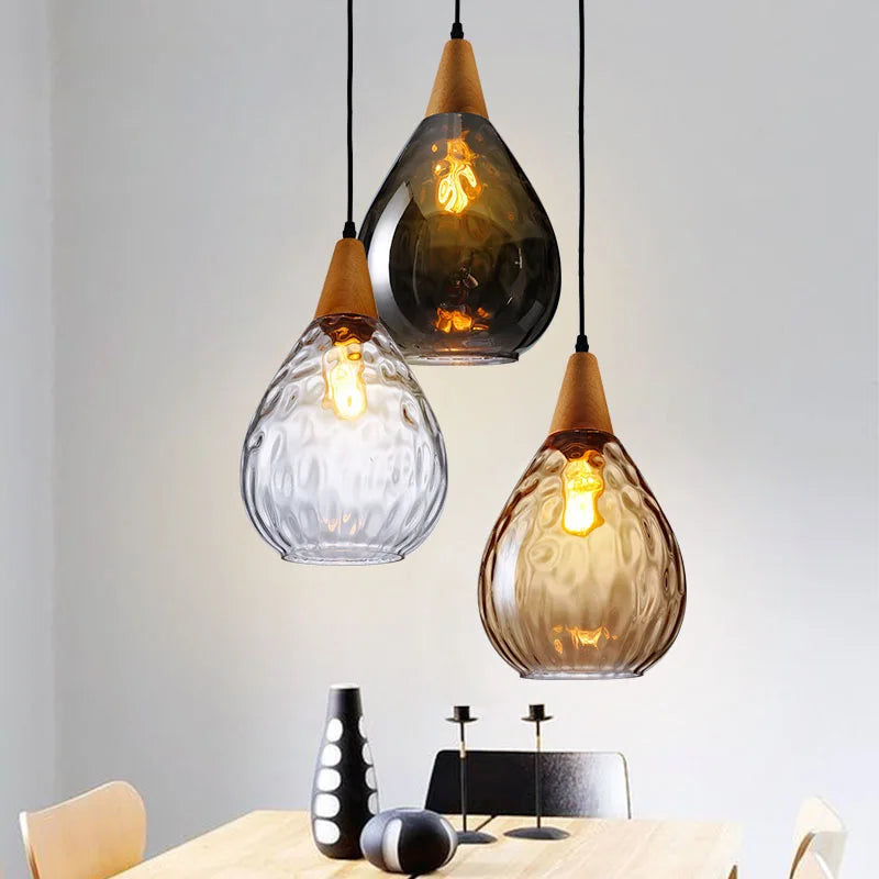 Glass Wood Pendant Lamp