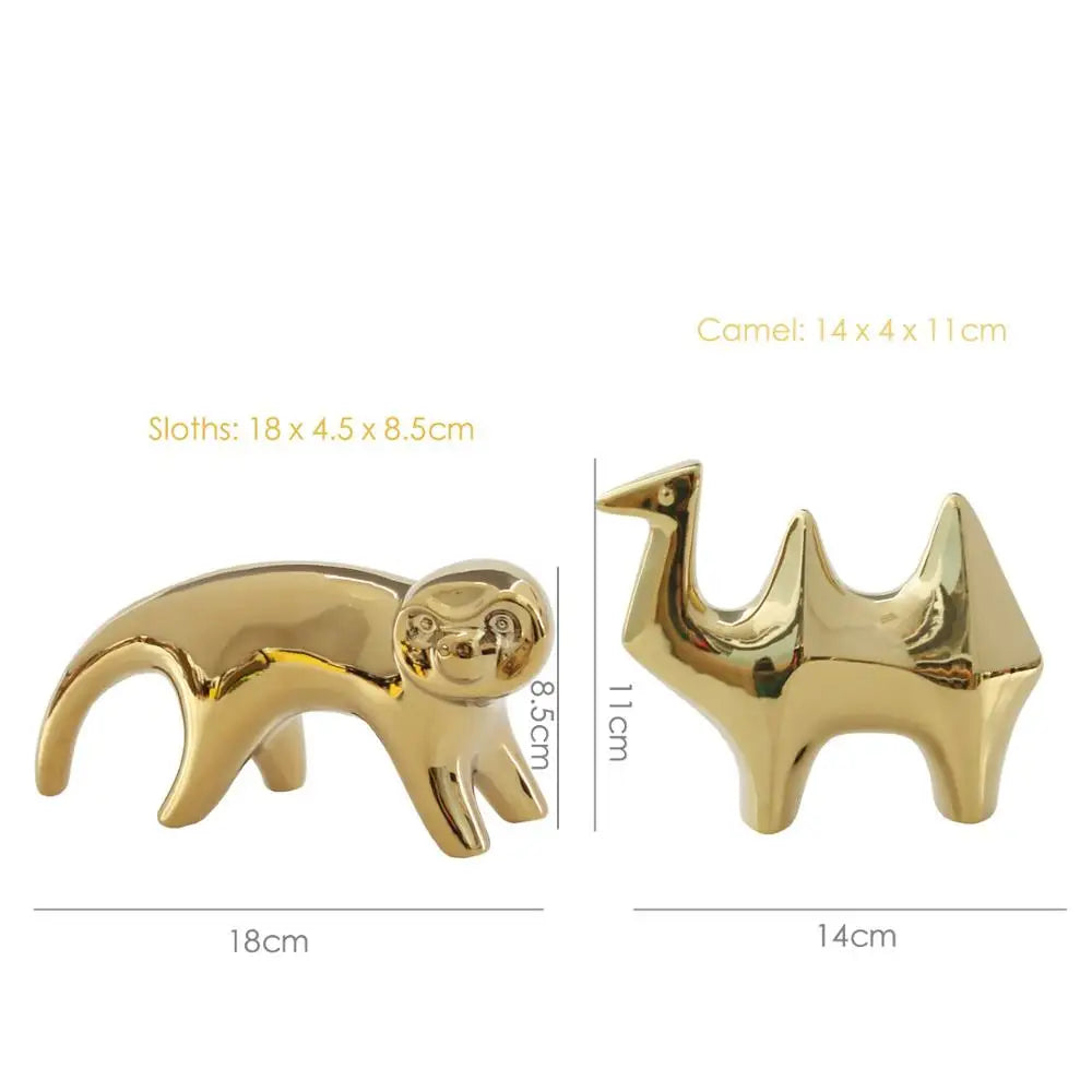 Gold Camel Ceramic Figurines