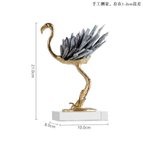 DecorBites™ Golden Crane Copper Crystal Handmade Home Decor Craft