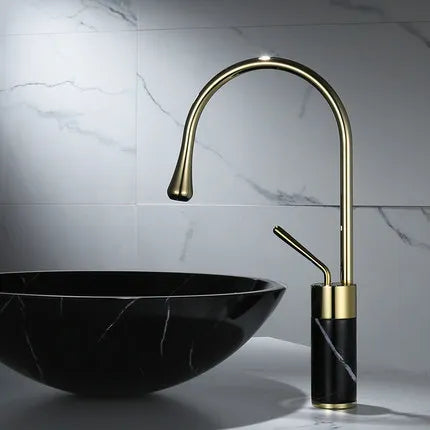 Gold Marble Basin Faucet Tall Style