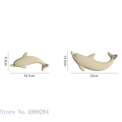DecorBites™ Dolphin Fish Ocean Background Ceramic Wall Decoration for Children's Room