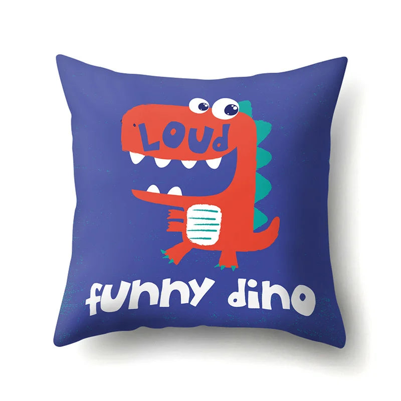 Decorbites™ Dino-Baby-Kissenbezug: Süßer Dino-Auto-Fahrer-Buchstaben-Kissenbezug für Schlafzimmer-Dekoration