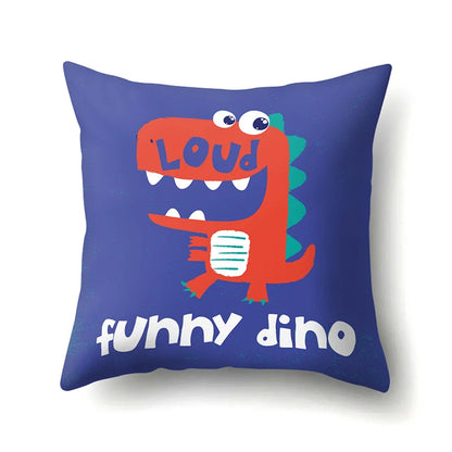 Decorbites™ Dino-Baby-Kissenbezug: Süßer Dino-Auto-Fahrer-Buchstaben-Kissenbezug für Schlafzimmer-Dekoration