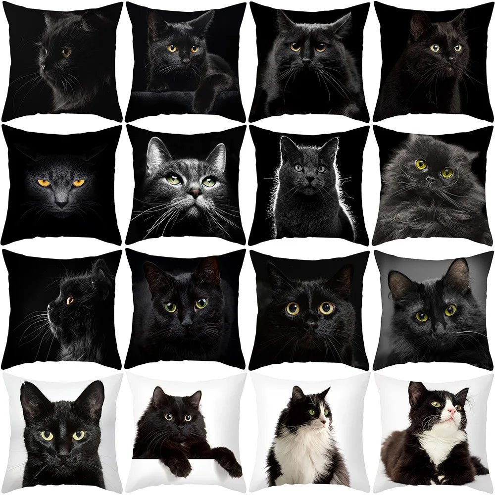 Decorbites™ Schwarze Katze Kissenbezüge - Süße Katzenliebhaber Kissenhülle
