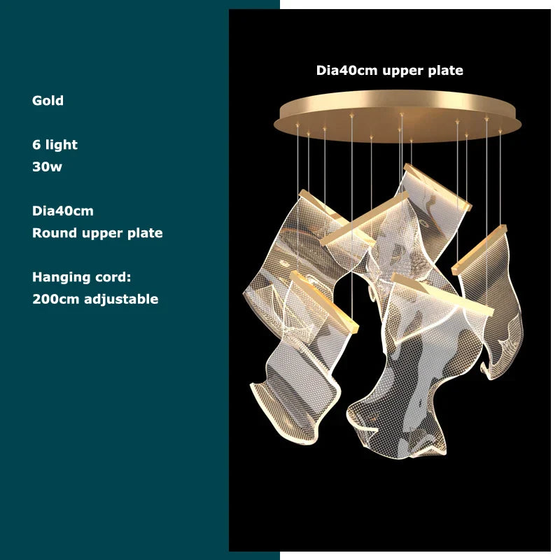 Decorbites™ Goldene Liebes-Papier-Lüster: Postmoderne LED-Designerbeleuchtung für den Eingangsbereich