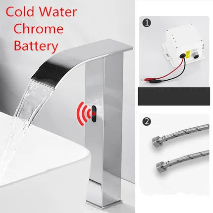 Decorbites™ Gold Sensor-Wasserfall-Waschtischarmatur Automatisch Berührungslos Heiß-Kalt-Mischer Badezimmer