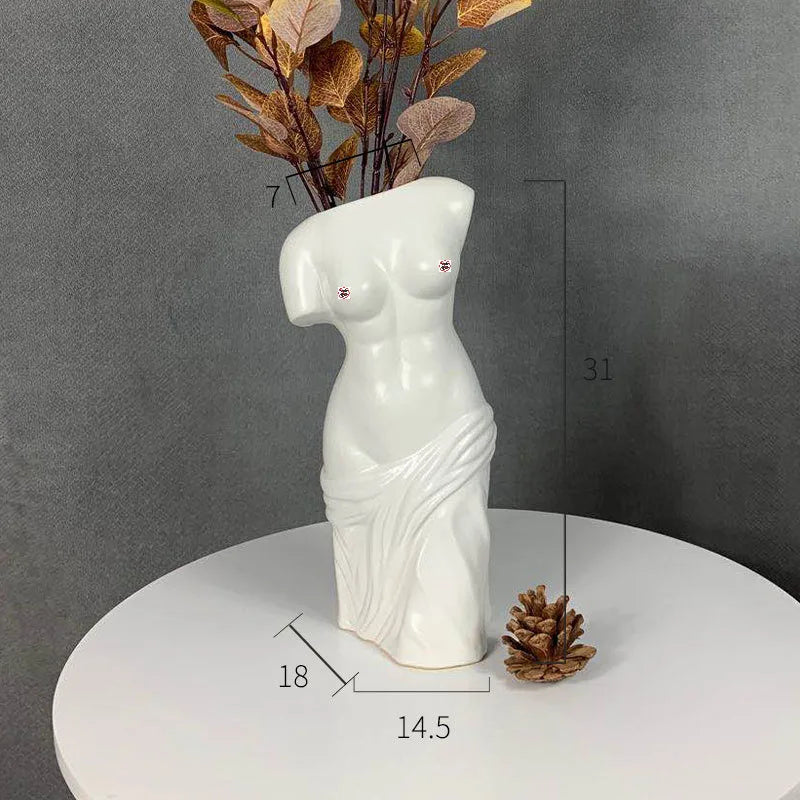 DecorBites™ Human Body Figurine Bust Vase for Home Décor and Art Decoration