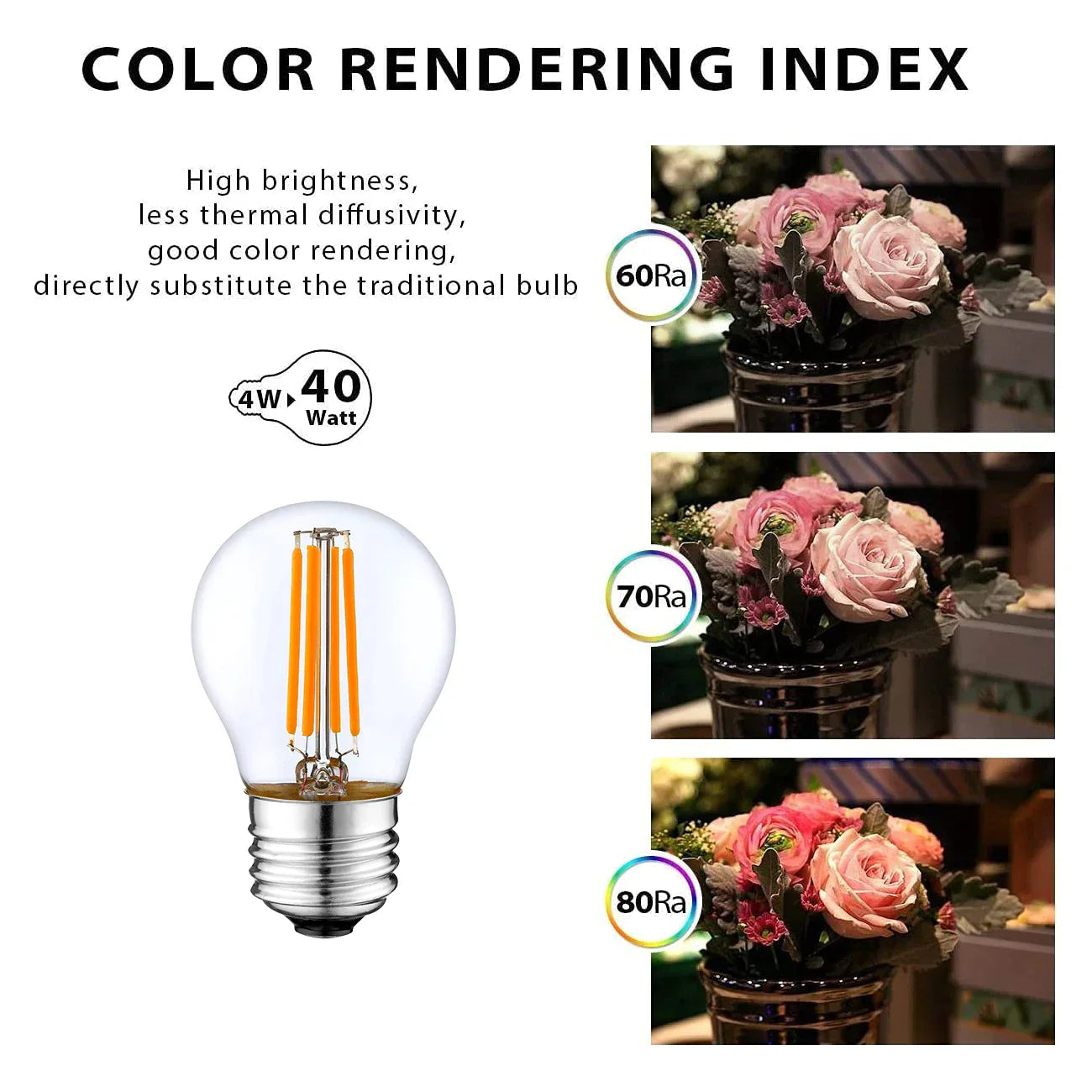 Decorbites™ G45 4W E27 Dimmbare LED-Globenlampe, Vintage-Edison-Stil, 2700K-6000K