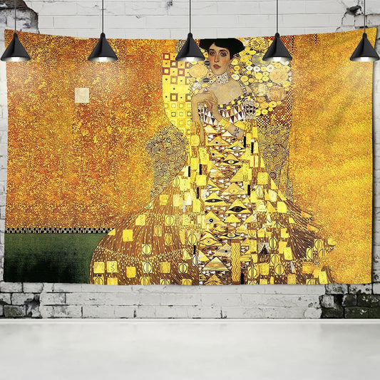 DecorBites™ Gold Kiss Oil Painting Tapestry Wall Hanging Art Blanket