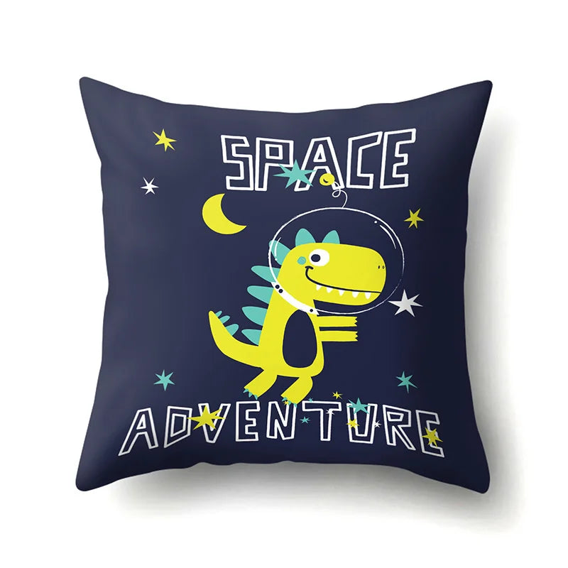Decorbites™ Dino-Baby-Kissenbezug: Süßer Dino-Auto-Fahrer-Buchstaben-Kissenbezug für Schlafzimmer-Dekoration