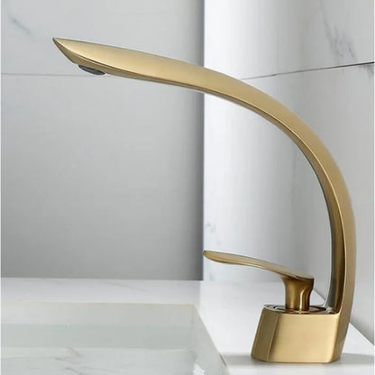 Decorbites™ Gebürsteter Gold Waschbeckenarmatur: Einhebel-Wasserfall-Mischbatterie für das Badezimmer